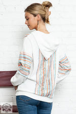 Loose Knitted Hoodie with Printed Design - QH Clothing