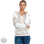 Loose Knitted Hoodie with Printed Design - QH Clothing