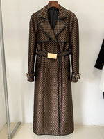 Star Belt Jacquard Trench Coat - QH Clothing