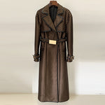 Star Belt Jacquard Trench Coat - QH Clothing