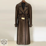 Star Belt Jacquard Trench Coat - QH Clothing