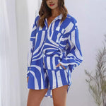 Patterned Shirt & Matching Shorts Set - Clothing