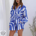 Patterned Shirt & Matching Shorts Set - Clothing