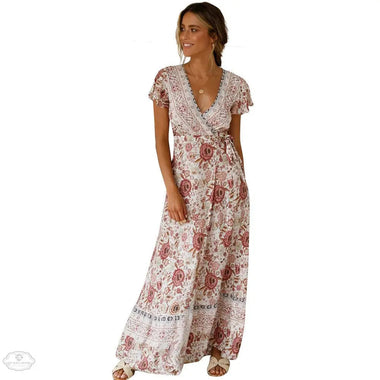 Spot  Summer Casual   Holiday Floral Print Dress Sexy Dress Women Clothing Wrap Dress - Quality Home Clothing| Beauty