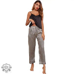 Patterned Trouser Silk Pajama Set - QH Clothing