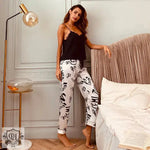 Patterned Trouser Silk Pajama Set - QH Clothing