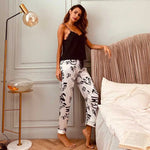 Patterned Trouser Silk Pajama Set - QH Clothing