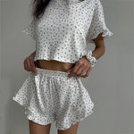 Patterned Two Piece Pajama Set - Clothing