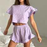 Patterned Two Piece Pajama Set - Clothing