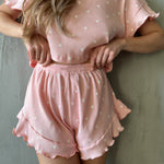 Patterned Two Piece Pajama Set - S / Pink - Clothing