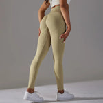 Seamless Knitted Peach Hip Solid Color Jacquard High Waist Belly Contracting Yoga Pants Sports Running Fitness Pants - Quality Home Clothing| Beauty