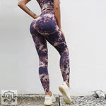 Seamless Tie Dye Peach High Waist Hip Lift Fitness Pants Running Sports Tights Hip Yoga Trousers - Quality Home Clothing| Beauty