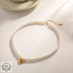 Exquisite 18K Gold Pearl Heart Pendant Necklace - Elegant and Versatile -  QH Clothing