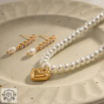 Exquisite 18K Gold Pearl Heart Pendant Necklace - Elegant and Versatile -  QH Clothing