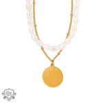 Exquisite Pearl Medallion Necklace: A Sophisticated 18K Gold Masterpiece -  QH Clothing