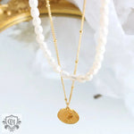 Exquisite Pearl Medallion Necklace: A Sophisticated 18K Gold Masterpiece -  QH Clothing