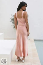 Winter Pink Halter Waist Tight Slimming Slit Dress Women Dress - Quality Home Clothing| Beauty