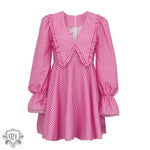 Pink Plaid Peter Pan Collar Dress - QH Clothing