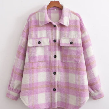 Plaid Oversized Shacket: Autumn Chic - QH Clothing