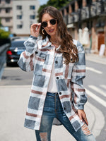 Plaid Woolen Long Coat - QH Clothing