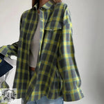 Retro All Matching Collared Loose Shirt Autumn Plaid Long Sleeve Pocket Women Shirt - Quality Home Clothing| Beauty