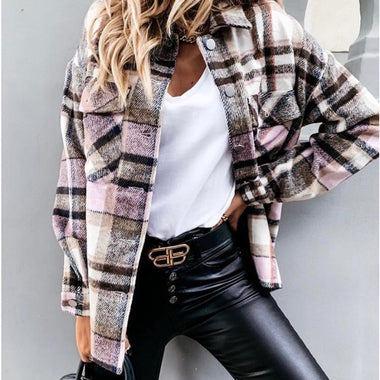 Plaid Oversized Shacket Coat - QH Clothing