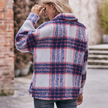 Plaid Mohair Wool Coat - Fall/Winter - QH Clothing