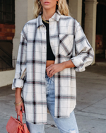 Plaid Long Sleeve Shacket for Women - QH Clothing