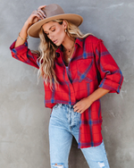 Plaid Long Sleeve Shacket for Women - QH Clothing