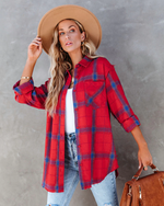 Plaid Long Sleeve Shacket for Women - QH Clothing