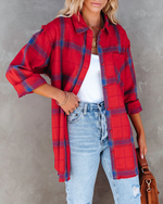 Plaid Long Sleeve Shacket for Women - QH Clothing