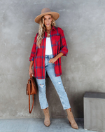 Plaid Long Sleeve Shacket for Women - QH Clothing