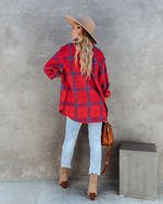 Plaid Long Sleeve Shacket for Women - QH Clothing