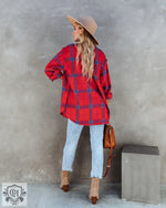 Plaid Long Sleeve Shacket for Women - QH Clothing