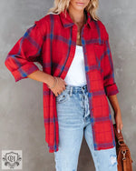 Plaid Long Sleeve Shacket for Women - QH Clothing