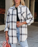 Plaid Long Sleeve Shacket for Women - QH Clothing