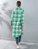 Plaid Long Trench Coat - QH Clothing