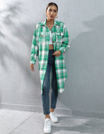 Plaid Long Trench Coat - QH Clothing