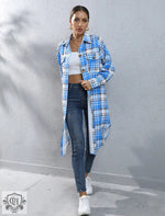 Plaid Long Trench Coat - QH Clothing