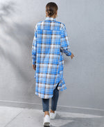 Plaid Long Trench Coat - QH Clothing