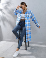 Plaid Long Trench Coat - QH Clothing