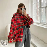 Spring  Plaid Shirt Women  Trend Retro Plaid Top Baggy Coat Women - Quality Home Clothing| Beauty