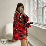 Spring  Plaid Shirt Women  Trend Retro Plaid Top Baggy Coat Women - Quality Home Clothing| Beauty