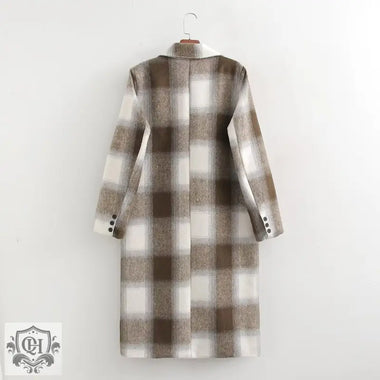 Plaid Woolen Autumn Coat - QH Clothing