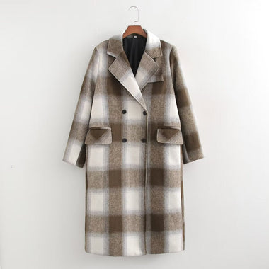 Plaid Woolen Autumn Coat - QH Clothing