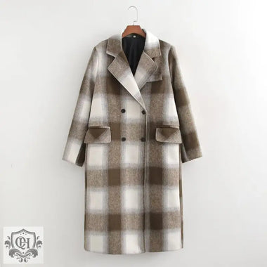 Plaid Woolen Autumn Coat - QH Clothing