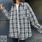 Autumn Winter Casual Neutral Boyfriend Plaid Shirt Women Pocket Lapels Long Sleeve Jacket Thin - Quality Home Clothing| Beauty