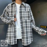 Autumn Winter Casual Neutral Boyfriend Plaid Shirt Women Pocket Lapels Long Sleeve Jacket Thin - Quality Home Clothing| Beauty