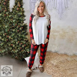 Winter Long Sleeve Home Wear Women Plaid round Neck Christmas Loose Casual Suit - Quality Home Clothing| Beauty