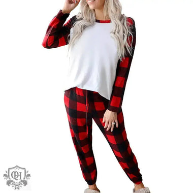 Winter Long Sleeve Home Wear Women Plaid round Neck Christmas Loose Casual Suit - Quality Home Clothing| Beauty